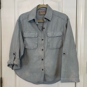 We The Free Light Blue Oversized Button Up Shirt